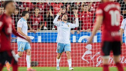 Sebas celebra el gol del pasado viernes ante el Mirandés