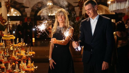 Imagen de archivo de Pedro Sánchez y Begoña Gómez en la India el mismo día de la dana de Valencia