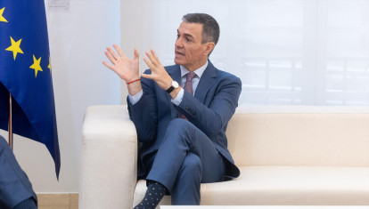 El presidente del Gobierno, Pedro Sánchez, este lunes en la Moncloa