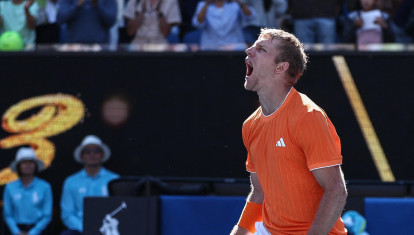 Alejandro Davidovich Fokina celebra la victoria ante Reilly Opelka