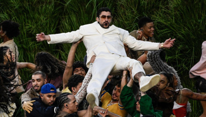 Mandatory Credit: Photo by Jon SooHoo/UPI/Shutterstock (16528940aq)
Bad Bunny performs during the Apple Music Half Time Show of Super Bowl LX at at Levi's Stadium in Santa Clara, California on Sunday, February 8, 2026.
Super Bowl Lx, Santa Clara, California, United States - 08 Feb 2026 *** Local Caption *** .