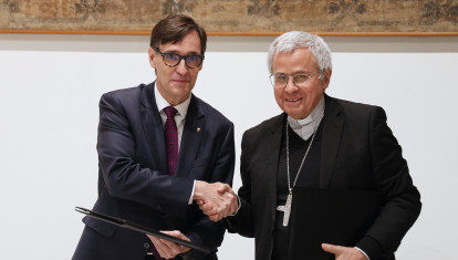 Salvador Illa y el arzobispo de Tarragona, Joan Planellas