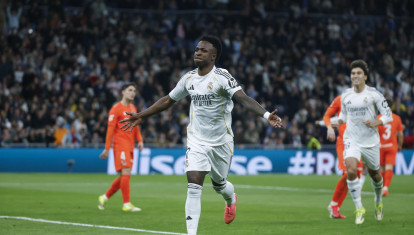 Vinicius celebra un gol ante la Real Sociedad