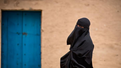 cairo, Egypt – October 26, 2023: A woman wearing traditional Muslim clothing - a burqa