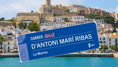 Cartel de la asociación Fem-ho en català contra el bilingüismo de las placas en Ibiza