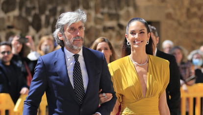 Alfonso de Borbon and Model Eugenia Silva during the wedding of Isabelle Junot and Alvaro Falco in Plasencia (Caceres) on Saturday, 2 April 2022.