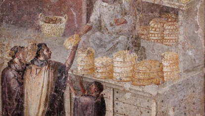 El pan en la antigua Roma. Fresco descubierto en Pompeya