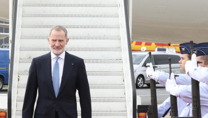 El Rey, este lunes a su llegada a Lisboa, donde asistió a la toma de posesión del nuevo presidente