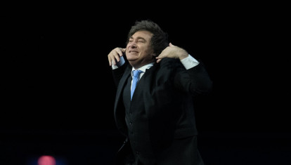 El presidente de Argentina, Javier Milei, durante el acto de clausura del Madrid Economic Forum, en el Palacio de Vistalegre, a 14 de marzo de 2026, en Madrid (España)