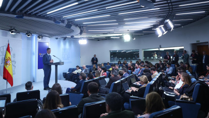 Pedro Sánchez, durante su comparecencia del viernes en la Moncloa