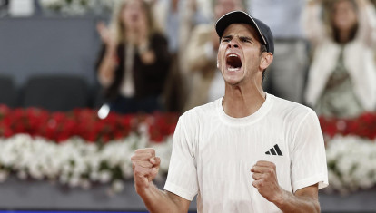 Rafa Jódar celebrando la victoria contra Joao Fonseca en el Mutua Madrid Open