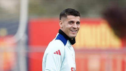 Álvaro Morata, durante un entrenamiento con la selección española en 2025