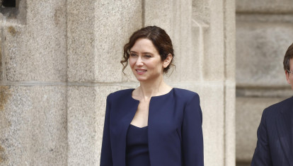 Isabel DIaz Ayuso during a official ceremony for Pope on occasion his official visit to Spain in RoyalPalace in Madrid on Saturday, 06 June 2026.