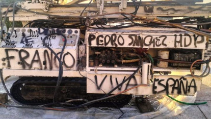 La máquina, completamente vandalizada