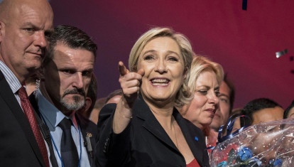 La líder y candidata del partido Frente Nacional (FN) a las elecciones presidenciales francesas, Marie Le Pen