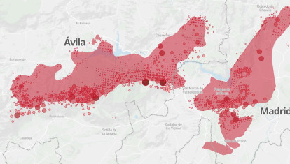 Mapa de los incendios en Madrid y Ávila