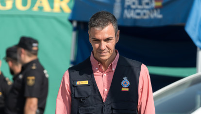 El presidente del Gobierno, Pedro Sánchez, durante una visita al Puesto de Mando Avanzado (PMA) por los incendios forestales de Madrid,
