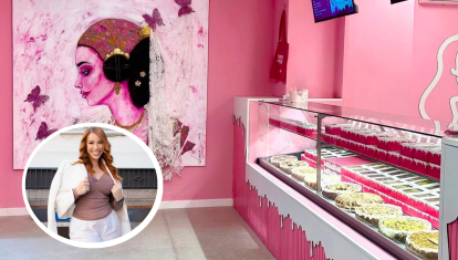 Montaje con una de las tiendas de tartas y Julia Sala, la creadora de la franquicia