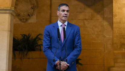 Pedro Sánchez, el miércoles en el Palacio de la Almudaina, tras despachar con el Rey