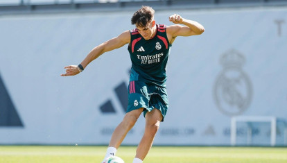 Carlos Espí en su primer entrenamiento con el Real Madrid