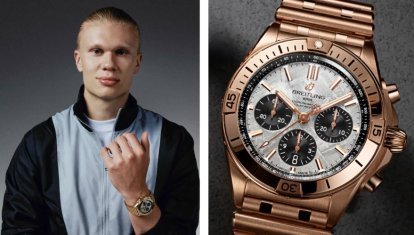 El futbolista noruego, Erling Haaland con una imagen del reloj