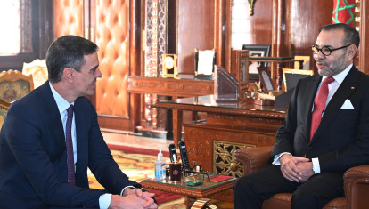 El presidente del Gobierno español, Pedro Sánchez, es recibido por el Rey de Marruecos, Mohamed VI, en 2024