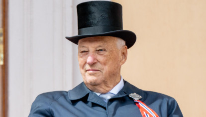 Harald V of Norway attending a children's procession in Oslo from the Palace Balcony in Oslo, Norway, on Sunday, 17 May 2026.