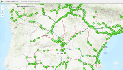 Mapa de restricciones de velocidad en las vías españolas