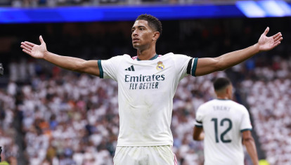 Jude Bellingham celebra uno de sus goles en el Real Madrid - Málaga