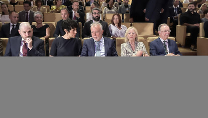 CEUTA, 02/09/2026.-El presidente de la ciudad autónoma de Ceuta, Juan Jesús Vivas, la portavoz del Ejecutivo, Elma Saiz, y el ministro de Política Territorial y Memoria Democrática, Ángel Víctor Torres, durante el acto en el que la ciudad de Ceuta conmemora el 