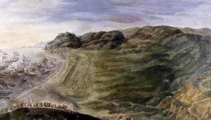 Reconquista de Orán. Desembarco de las tropas en un lugar llamado Las Aguadas