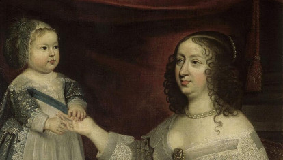 Óleo sobre lienzo de autor desconocido de Luis XIV y su madre, la vallisoletana Ana de Austria