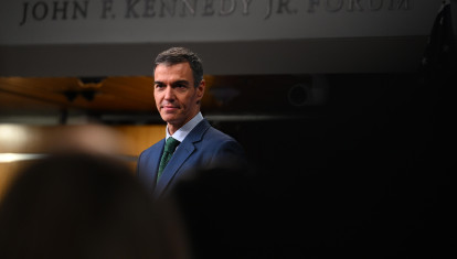 Pedro Sánchez, durante su intervención en el fórum Harvard Kennedy School