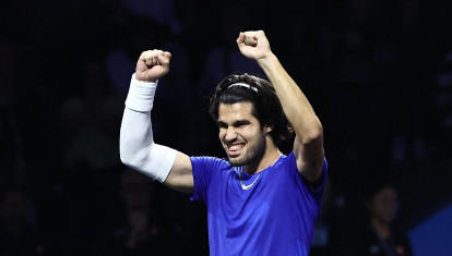 Carlos Alcaraz celebra su partido ganado en la Laver Cup