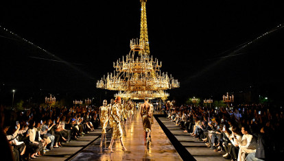A model walks the runway at the Saint Laurent show during Paris Fashion Week, in Paris, France on 29 September 2026