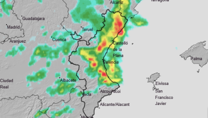 Mapa con la previsión de lluvias entre el 1 y el 2 de octubre en la Comunidad Valenciana.