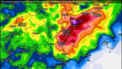 Mapa de AROME con la previsión de lluvias en la Comunidad Valenciana