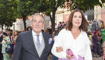 Carmen Martinez Bordiu and Jose Miguel Carrillo de Albornoz during wedding of Blanca Martinez Carrillo de Albornoz and Salvador Delso Noguera in Sevilla on Friday, 8 september 2023.