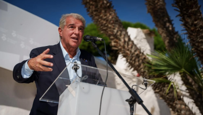 Joan Laporta, durante un homenaje a su persona en Sitges