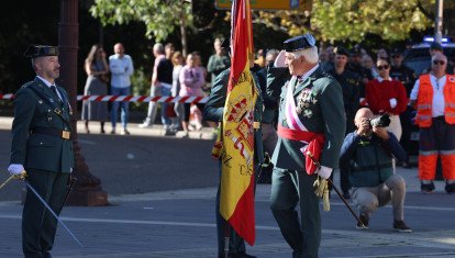 Acto institucional con motivo de la Festividad de la Virgen del Pilar, patrona de la Guardia Civil, presidido por el general de brigada Miguel Sánchez Guerrero, jefe de la 12 Zona de la Guardia Civil, y el delegado del Gobierno, Nicanor Sen Vélez
