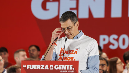 Imagen del secretario general del PSOE y presidente del Gobierno, Pedro Sánchez, en un acto de precampaña