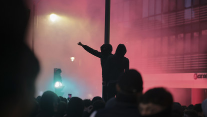 Los radicales de Bilbao, con bengalas