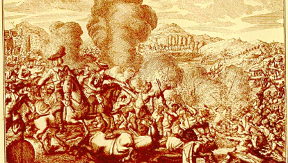 El marqués de Lede dirigiendo el ataque contra los sitiadores durante el asedio