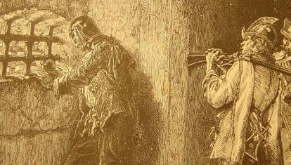 Ilustración, c. 1872 del hombre de la máscara de hierro