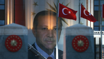 Una fotografía del presidente turco, Recep Tayyip Erdogan, en el palacio presidencial de Ankara