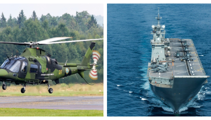 Un helicóptero de las Fuerzas Armadas suecas como el que embarcará en el LHD Juan Carlos I