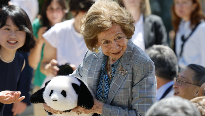 La Reina Sofía, este jueves, en la presentación de los nuevos pandas del Zoo de Madrid