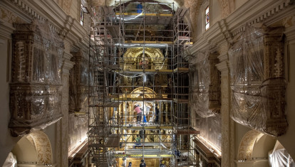 Una mujer trabaja en la restauración de una escultura en la iglesia de Sant Sever, a 12 de noviembre de 2024, en Barcelona, Catalunya (España). Las obras de restauración de la iglesia de Sant Sever, ubicada en el barrio gótico de Barcelona, empezaron en 2019 y está previsto que acaben en diciembre de 2024. Durante las obras de la iglesia (construida en 1699-1704) se han encontrado elementos arquitectónicos y decorativos del Barroco  que no habían sufrido desperfectos durante la Guerra Civil.

EUROPA PRESS / David Oller. POOL / Europa Press
12 NOVIEMBRE 2024;REHABILITACIÓN;RESTAURACIÓN;BARROCO;GÓTICO;IGLESIA;PARROQUIA;
12/11/2024