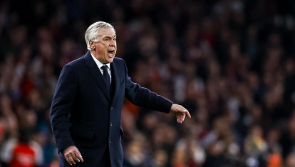 Carlo Ancelotti, durante un partido con el Real Madrid esta temporada
