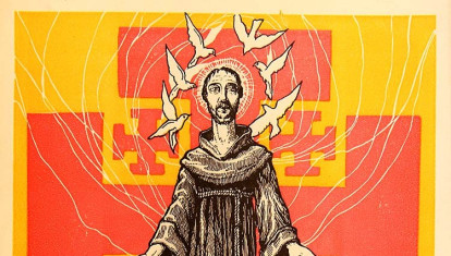 Detalle de una portada de 'El Eco Franciscano', de 1926, ilustrada por Camile Díaz Baliño